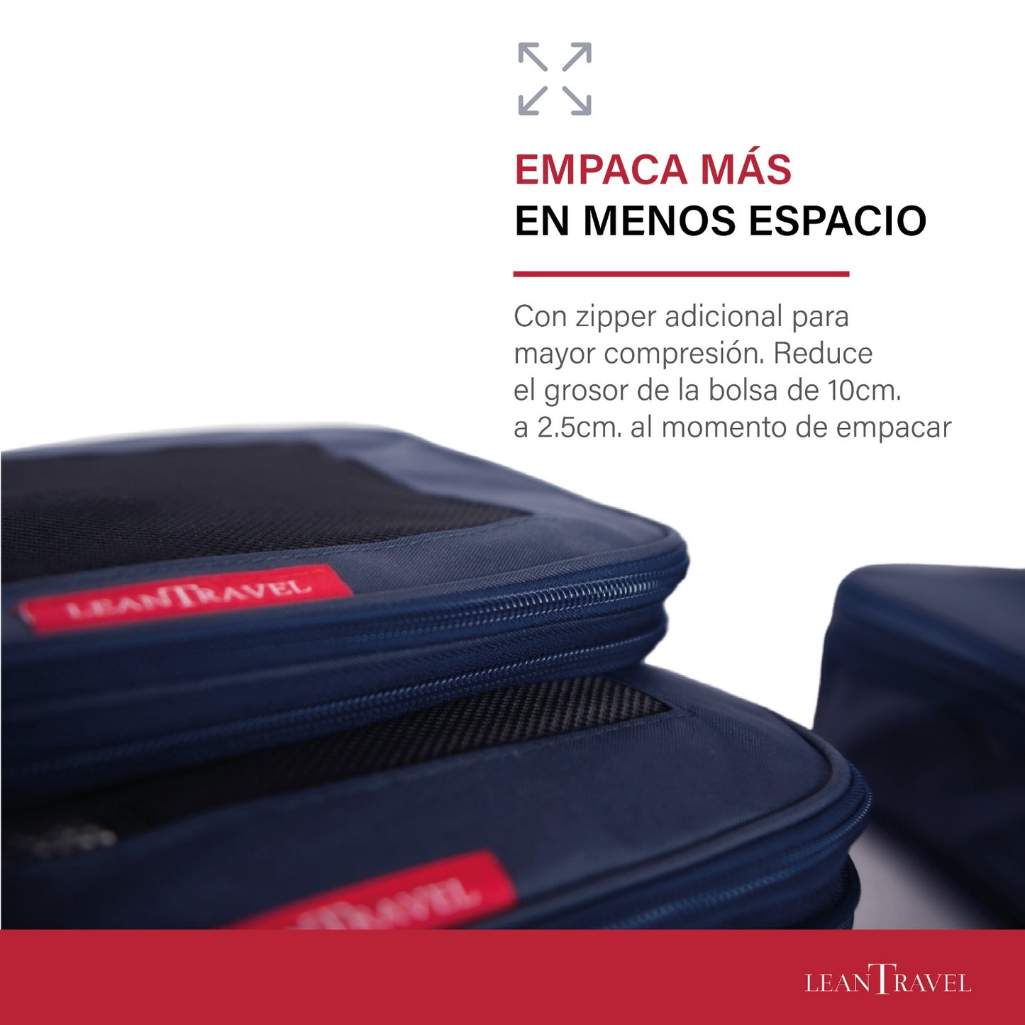 Set de 3 bolsas organizadoras de viaje con compresión para equipaje