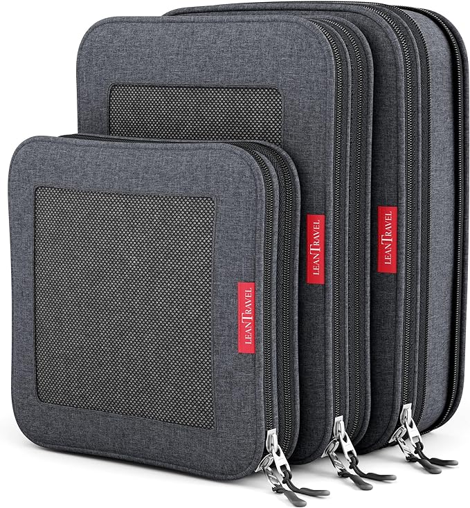 Set de 3 bolsas organizadoras de viaje con compresión para equipaje