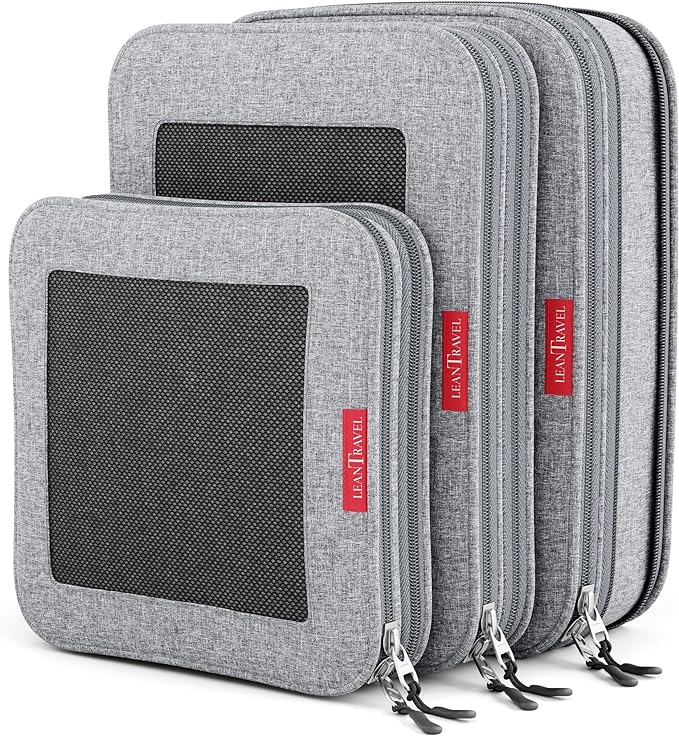 Set de 3 bolsas organizadoras de viaje con compresión para equipaje