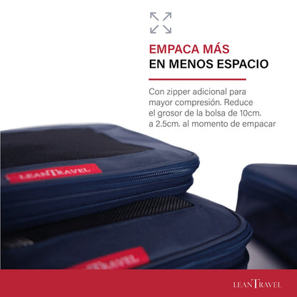 Set de 3 bolsas organizadoras de viaje con compresión para equipaje