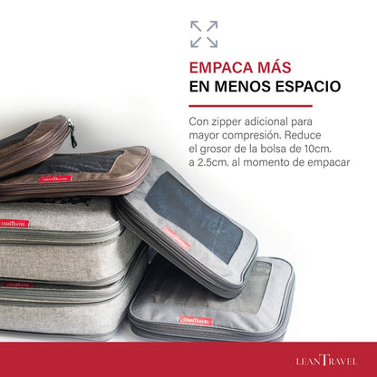 Set de 3 bolsas organizadoras de viaje con compresión para equipaje